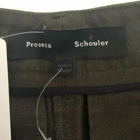 Proenza Schouler Army Green/Tan Streaks Shorts 4 - Picture 6 of 7